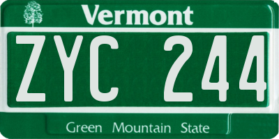 VT license plate ZYC244