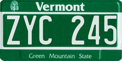 VT license plate ZYC245