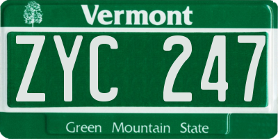 VT license plate ZYC247