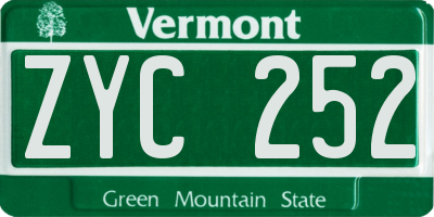 VT license plate ZYC252