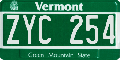 VT license plate ZYC254