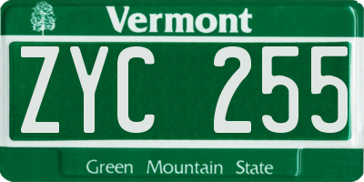 VT license plate ZYC255
