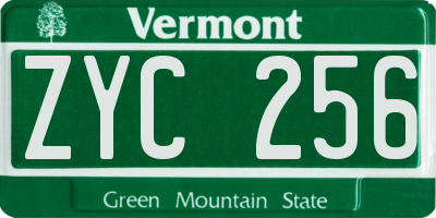 VT license plate ZYC256