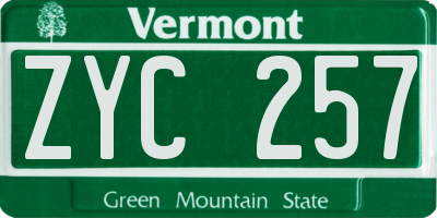 VT license plate ZYC257