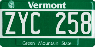 VT license plate ZYC258