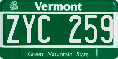 VT license plate ZYC259