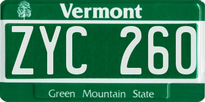 VT license plate ZYC260