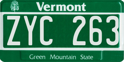 VT license plate ZYC263