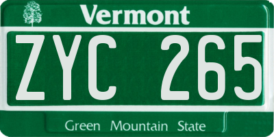 VT license plate ZYC265