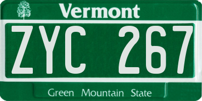 VT license plate ZYC267