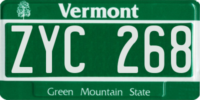 VT license plate ZYC268