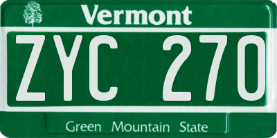 VT license plate ZYC270