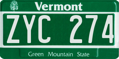 VT license plate ZYC274