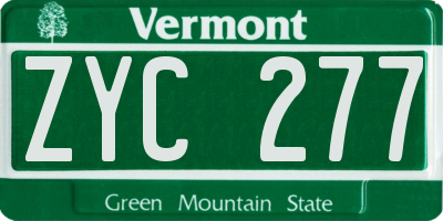 VT license plate ZYC277