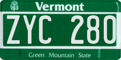 VT license plate ZYC280