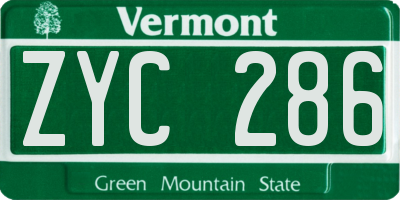 VT license plate ZYC286