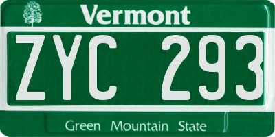 VT license plate ZYC293