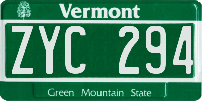 VT license plate ZYC294