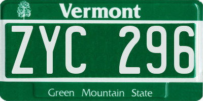 VT license plate ZYC296