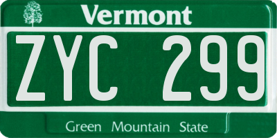 VT license plate ZYC299