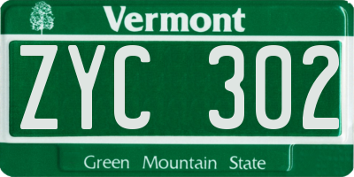 VT license plate ZYC302