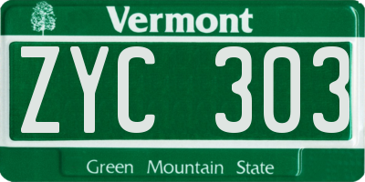 VT license plate ZYC303