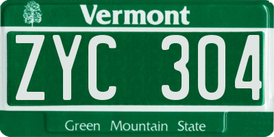 VT license plate ZYC304
