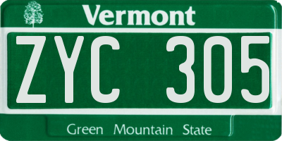 VT license plate ZYC305