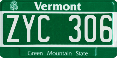 VT license plate ZYC306