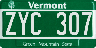 VT license plate ZYC307