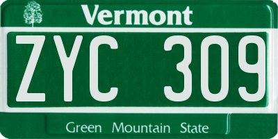 VT license plate ZYC309