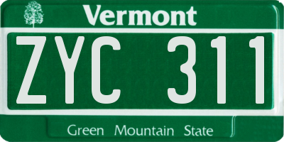 VT license plate ZYC311