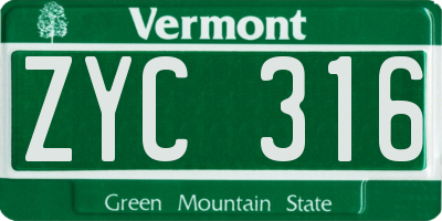 VT license plate ZYC316
