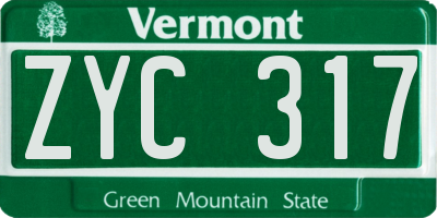 VT license plate ZYC317