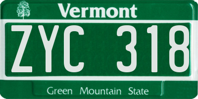 VT license plate ZYC318