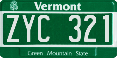 VT license plate ZYC321