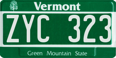 VT license plate ZYC323
