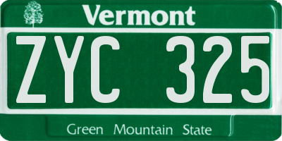 VT license plate ZYC325