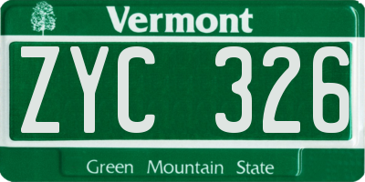 VT license plate ZYC326