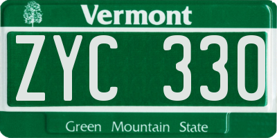 VT license plate ZYC330