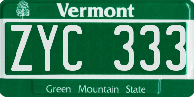VT license plate ZYC333