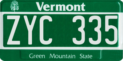 VT license plate ZYC335