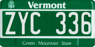 VT license plate ZYC336