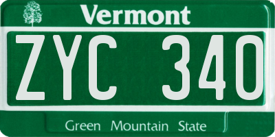 VT license plate ZYC340