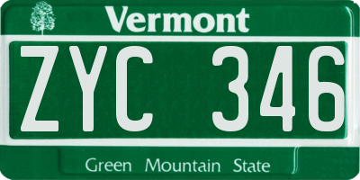 VT license plate ZYC346