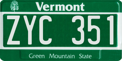 VT license plate ZYC351
