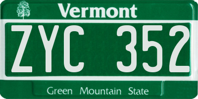 VT license plate ZYC352