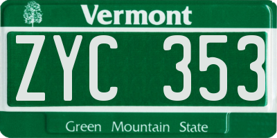 VT license plate ZYC353