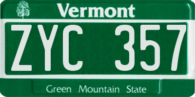 VT license plate ZYC357