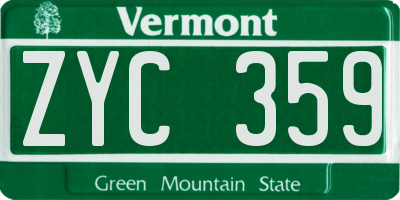 VT license plate ZYC359